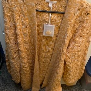 NWT gold and white cardigan